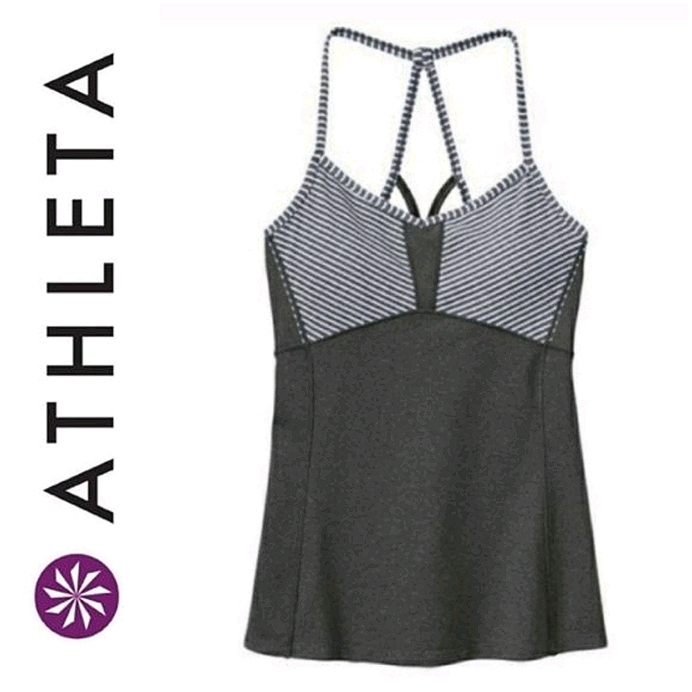 Athleta Fulfillment Grey and Stripe Tank Top